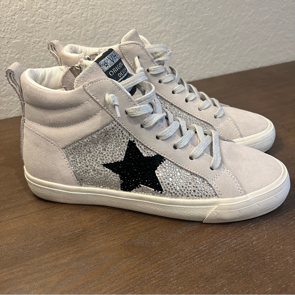 SOLD VINTAGE HAVANA Womens Rhinestone Hightop Sneakers Shoes Casual Grey - Picture 3 of 15